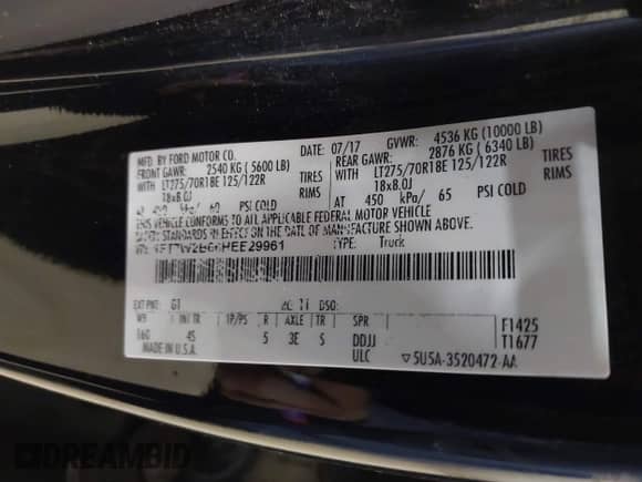 2017 Ford F-250 Lariat с VIN 1FT7W2B66HEE29961, выставлен на аукционе IAAI как лот 43173692 с пробегом 167 426 миль миль и . История ставок и продаж доступна на DreamBid. Изображение 9.