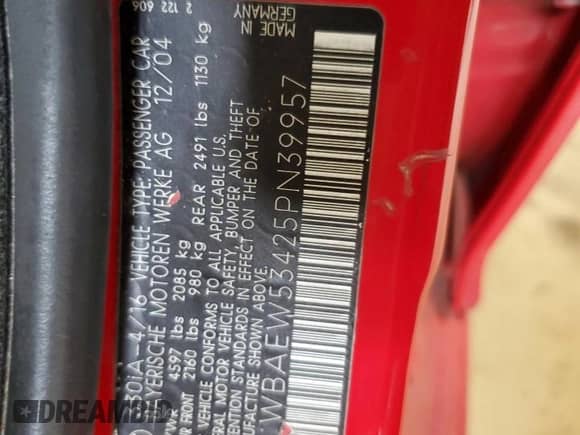 2005 BMW 3 Series 330xi с VIN WBAEW53425PN39957, выставлен на аукционе Copart как лот 53079805 с пробегом 170 445 миль миль и Списание • Salvage title. История ставок и продаж доступна на DreamBid. Изображение 13.