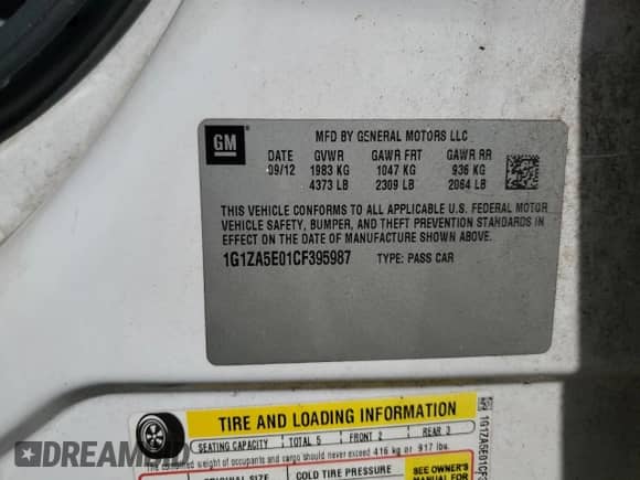 2012 Chevrolet Malibu 1FL z VIN 1G1ZA5E01CF395987, wystawiony jako Copart lot #85281045 z przebiegiem 162 823 mil mil oraz Szkoda całkowita • Salvage title. Historia ofert i sprzedaży dostępna na DreamBid. Obrazek 12.