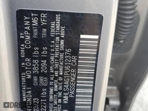 2023 Hyundai Elantra SEL с VIN KMHLS4AG1PU612376, выставлен на аукционе Copart как лот 80809135 с пробегом 23 582 миль миль и Списание • Salvage title. История ставок и продаж доступна на DreamBid. Изображение 12.