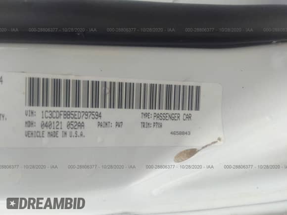 2014 Dodge Dart SXT z VIN 1C3CDFBB5ED797594, wystawiony jako IAAI lot #28806377 z przebiegiem Nie podano mil oraz . Historia ofert i sprzedaży dostępna na DreamBid. Obrazek 9.