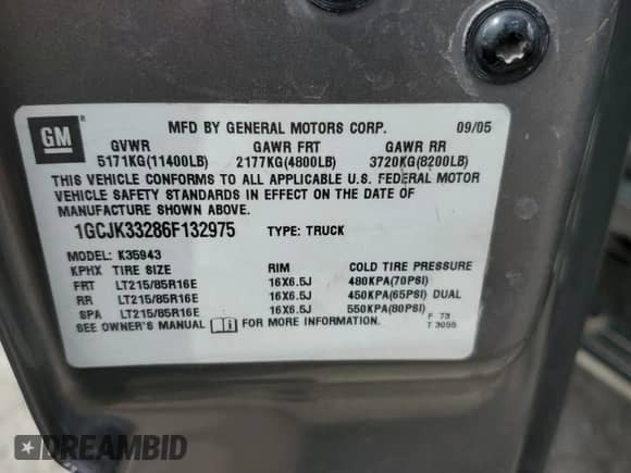 2006 Chevrolet Silverado 3500 DRW Wrk Trk с VIN 1GCJK33286F132975, выставлен на аукционе Copart как лот 51809294 с пробегом 242 451 миль миль и Списание • Salvage title. История ставок и продаж доступна на DreamBid. Изображение 12.