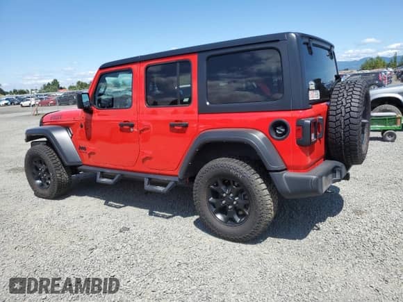 2021 Jeep Wrangler Unlimited Willys с VIN 1C4HJXDG4MW693514, выставлен на аукционе Copart как лот 62855665 с пробегом 40 542 миль миль и Списание • Salvage title. История ставок и продаж доступна на DreamBid. Изображение 2.