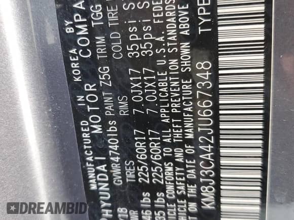 2018 Hyundai Tucson SEL Plus с VIN KM8J3CA42JU667348, выставлен на аукционе Copart как лот 65370065 с пробегом 181 435 миль миль и Списание • Salvage title. История ставок и продаж доступна на DreamBid. Изображение 13.