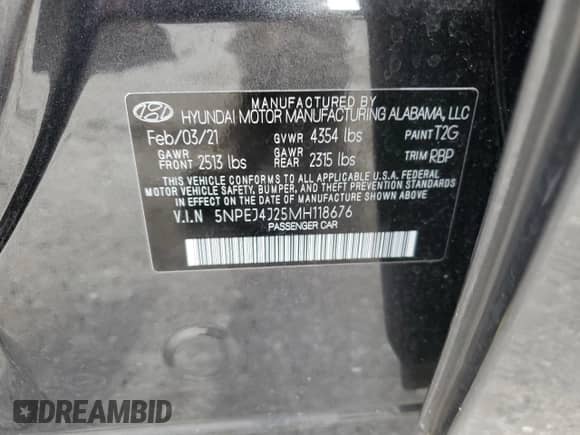 2021 Hyundai Sonata SEL Plus с VIN 5NPEJ4J25MH118676, выставлен на аукционе Copart как лот 80958425 с пробегом 59 173 миль миль и На запчасти • Non repairable. История ставок и продаж доступна на DreamBid. Изображение 12.