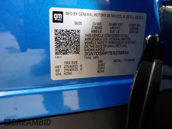 2025 Chevrolet Equinox EV RS z VIN 3GN7DSRP7SS238994, wystawiony jako Copart lot #68860095 z przebiegiem 152 mil mil oraz Szkoda całkowita • Salvage title. Historia ofert i sprzedaży dostępna na DreamBid. Obrazek 13.