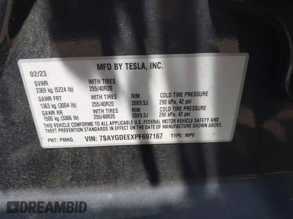 2023 Tesla Model Y Long Range с VIN 7SAYGDEEXPF697167, выставлен на аукционе IAAI как лот 42793490 с пробегом 69 019 миль миль и . История ставок и продаж доступна на DreamBid. Изображение 9.