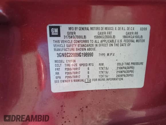2009 Chevrolet Avalanche 2LT z VIN 3GNEC22009G198990, wystawiony jako Copart lot #85756115 z przebiegiem 181 056 mil mil oraz Szkoda całkowita • Salvage title. Historia ofert i sprzedaży dostępna na DreamBid. Obrazek 13.