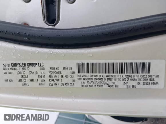 2013 Dodge Journey American Value z VIN 3C4PDCAB2DT576623, wystawiony jako IAAI lot #43018876 z przebiegiem 119 698 mil mil oraz . Historia ofert i sprzedaży dostępna na DreamBid. Obrazek 9.