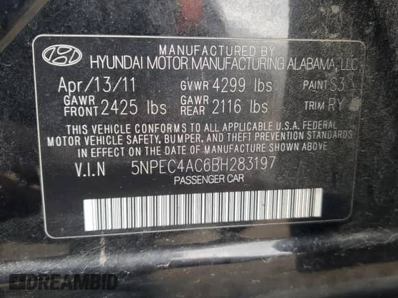 2011 Hyundai Sonata SE z VIN 5NPEC4AC6BH283197, wystawiony jako Copart lot #82345705 z przebiegiem 160 137 mil mil oraz Szkoda całkowita • Salvage title. Historia ofert i sprzedaży dostępna na DreamBid. Obrazek 12.