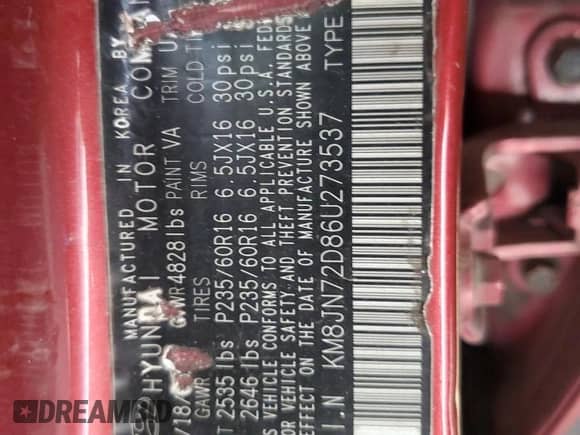 2006 Hyundai Tucson GLS с VIN KM8JN72D86U273537, выставлен на аукционе Copart как лот 84704525 с пробегом 203 329 миль миль и Чистый • Clean title. История ставок и продаж доступна на DreamBid. Изображение 13.