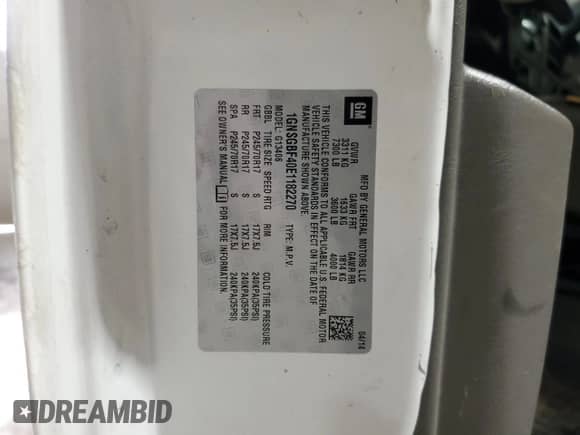 2014 Chevrolet Express Passenger LS z VIN 1GNSGBF40E1182270, wystawiony jako Copart lot #46731915 z przebiegiem Nie podano mil oraz Szkoda całkowita • Salvage title. Historia ofert i sprzedaży dostępna na DreamBid. Obrazek 15.