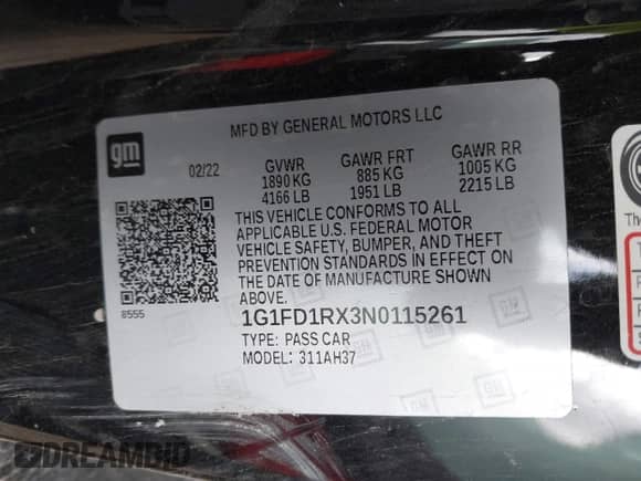 2022 Chevrolet Camaro 2LT с VIN 1G1FD1RX3N0115261, выставлен на аукционе IAAI как лот 43263351 с пробегом 42 478 миль миль и . История ставок и продаж доступна на DreamBid. Изображение 9.