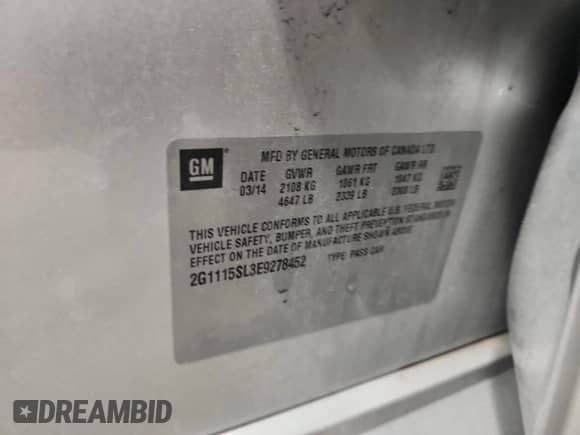 2014 Chevrolet Impala LT с VIN 2G1115SL3E9278452, выставлен на аукционе Copart как лот 82079105 с пробегом 150 011 миль миль и Чистый • Clean title. История ставок и продаж доступна на DreamBid. Изображение 12.