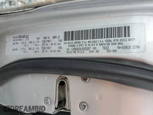 2018 Ram 1500 Express with VIN 1C6RR6KG9JS255267, listed as a Copart auction lot 81329535 with 172,904 mi miles and Salvage title. Bid and sale history available at DreamBid. Image 12.