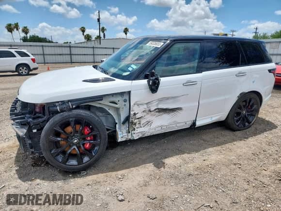 2022 Land Rover Range Rover Sport HST with VIN SALWS2RUXNA217748, listed as a Copart auction lot 59335655 with 33,428 mi miles and Salvage title. Bid and sale history available at DreamBid. Image 1.