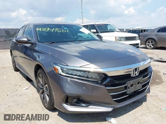 2021 Honda Accord EX-L with VIN 1HGCV1F50MA078593, listed as a IAAI auction lot 43049651 with 110,532 mi miles and . Bid and sale history available at DreamBid. Image 1.