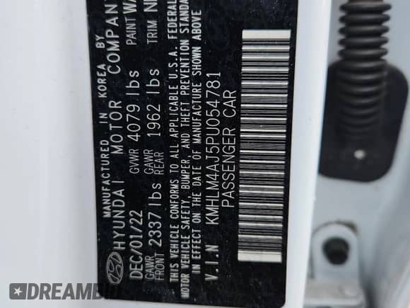 2023 Hyundai Elantra Blue with VIN KMHLM4AJ5PU054781, listed as a Copart auction lot 85584605 with 52,427 mi miles and Salvage title. Bid and sale history available at DreamBid. Image 13.