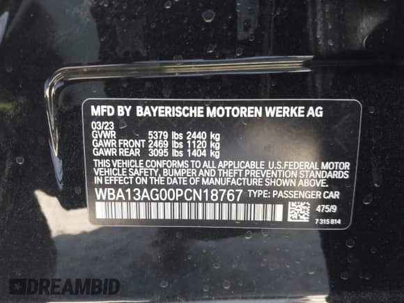 2023 BMW 5 Series 530e с VIN WBA13AG00PCN18767, выставлен на аукционе IAAI как лот 43300533 с пробегом 14 194 миль миль и . История ставок и продаж доступна на DreamBid. Изображение 9.