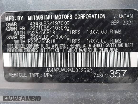 2021 Mitsubishi Outlander ES z VIN JA4APUAU9MU032592, wystawiony jako IAAI lot #41639189 z przebiegiem 44 326 mil mil oraz . Historia ofert i sprzedaży dostępna na DreamBid. Obrazek 9.