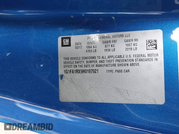2017 Chevrolet Camaro 1LS с VIN 1G1FA1RX9H0187921, выставлен на аукционе IAAI как лот 41312375 с пробегом 72 084 миль миль и . История ставок и продаж доступна на DreamBid. Изображение 9.