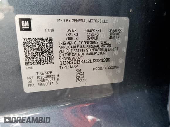 2020 Chevrolet Tahoe LT с VIN 1GNSCBKC2LR123390, выставлен на аукционе Copart как лот 65940335 с пробегом 123 669 миль миль и Списание • Salvage title. История ставок и продаж доступна на DreamBid. Изображение 13.