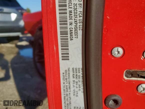 2023 Dodge Challenger R/T Scat Pack с VIN 2C3CDZFJXPH563377, выставлен на аукционе Copart как лот 90672125 с пробегом 30 167 миль миль и Списание • Salvage title. История ставок и продаж доступна на DreamBid. Изображение 12.