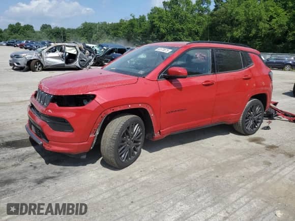 2022 Jeep Compass (RED) Edition with VIN 3C4NJDCB2NT189557, listed as a Copart auction lot 63570875 with 52,286 mi miles and Salvage title. Bid and sale history available at DreamBid. Image 1.