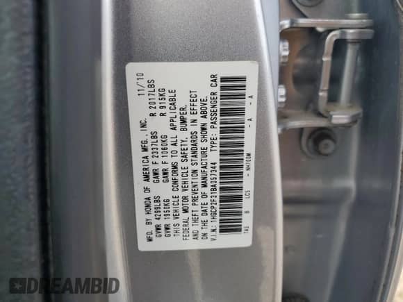 2011 Honda Accord LX with VIN 1HGCP2F31BA057344, listed as a Copart auction lot 71226555 with 178,839 mi miles and Non repairable. Bid and sale history available at DreamBid. Image 12.