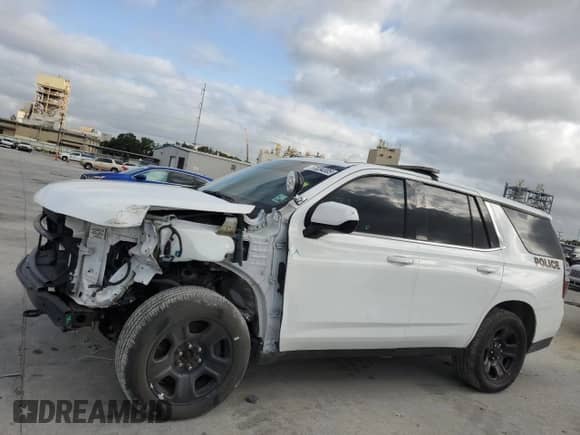2021 Chevrolet Tahoe Commercial with VIN 1GNSKLED4MR443776, listed as a Copart auction lot 57034305 with 48,241 mi miles and Salvage title. Bid and sale history available at DreamBid. Image 1.
