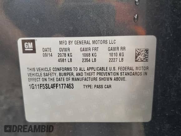 2015 Chevrolet Malibu LTZ with VIN 1G11F5SL4FF177463, listed as a Copart auction lot 85356255 with 150,499 mi miles and Salvage title. Bid and sale history available at DreamBid. Image 12.