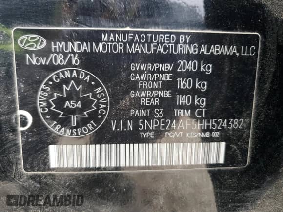 2017 Hyundai Sonata SE with VIN 5NPE24AF5HH524382, listed as a Copart auction lot 83953355 with 229,921 mi miles and Clean title. Bid and sale history available at DreamBid. Image 12.