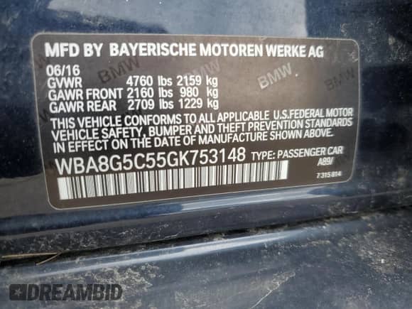 2016 BMW 3 Series 328i xDrive z VIN WBA8G5C55GK753148, wystawiony jako Copart lot #49944804 z przebiegiem 27 574 mil mil oraz . Historia ofert i sprzedaży dostępna na DreamBid. Obrazek 13.