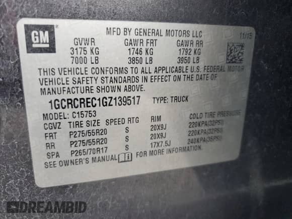 2016 Chevrolet Silverado 1500 LT с VIN 1GCRCREC1GZ139517, выставлен на аукционе Copart как лот 85396415 с пробегом 114 183 миль миль и Списание • Salvage title. История ставок и продаж доступна на DreamBid. Изображение 13.