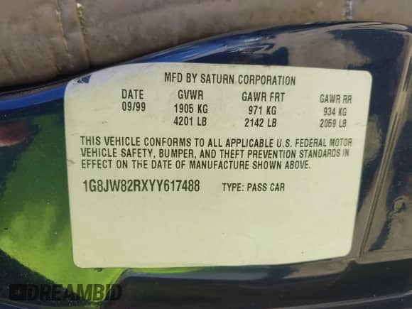 2000 Saturn LW with VIN 1G8JW82RXYY617488, listed as a IAAI auction lot 42991139 with 143,294 mi miles and . Bid and sale history available at DreamBid. Image 9.