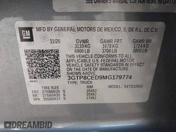 2021 GMC Sierra 1500 Elevation с VIN 3GTP8CED9MG179774, выставлен на аукционе IAAI как лот 41239552 с пробегом 72 616 миль миль и . История ставок и продаж доступна на DreamBid. Изображение 9.