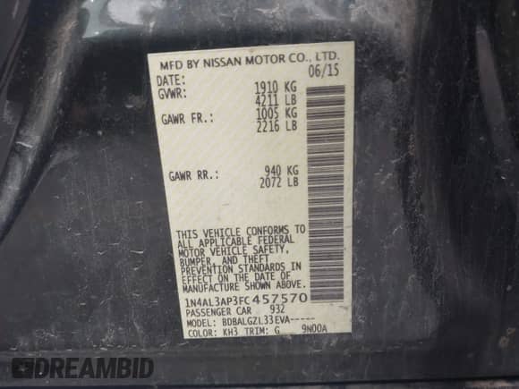 2015 Nissan Altima S z VIN 1N4AL3AP3FC457570, wystawiony jako IAAI lot #43128513 z przebiegiem 215 727 mil mil oraz . Historia ofert i sprzedaży dostępna na DreamBid. Obrazek 9.