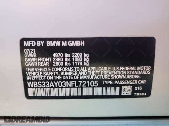 2022 BMW M3 Competition z VIN WBS33AY03NFL72105, wystawiony jako Copart lot #77904214 z przebiegiem 35 387 mil mil oraz Szkoda całkowita • Salvage title. Historia ofert i sprzedaży dostępna na DreamBid. Obrazek 15.