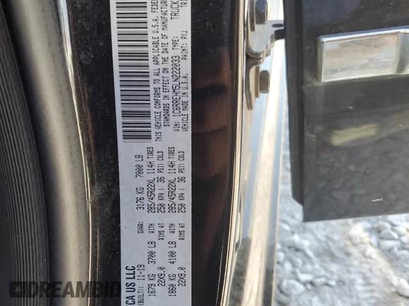 2020 Ram 1500 Limited z VIN 1C6RREHM5LN222033, wystawiony jako Copart lot #69230595 z przebiegiem 137 923 mil mil oraz Szkoda całkowita • Salvage title. Historia ofert i sprzedaży dostępna na DreamBid. Obrazek 12.