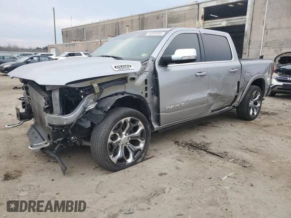 2020 Ram 1500 Longhorn with VIN 1C6RREKT4LN160950, listed as a Copart auction lot 46895995 with 55,605 mi miles and Salvage title. Bid and sale history available at DreamBid. Image 1.