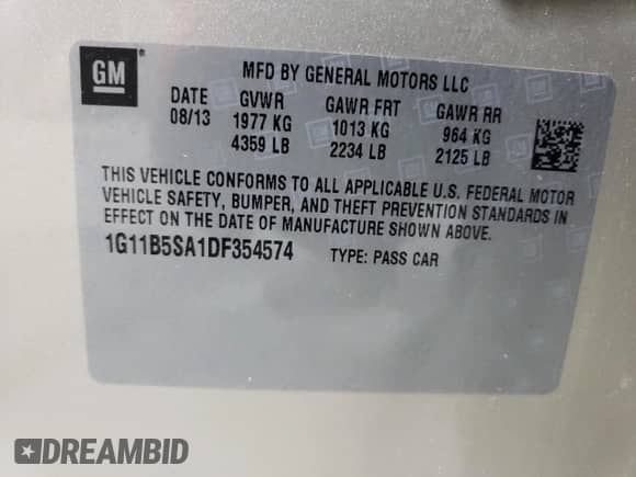 2013 Chevrolet Malibu LS с VIN 1G11B5SA1DF354574, выставлен на аукционе Copart как лот 86112445 с пробегом 104 410 миль миль и Списание • Salvage title. История ставок и продаж доступна на DreamBid. Изображение 13.