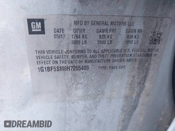 2017 Chevrolet Cruze Premier с VIN 1G1BF5SM8H7265409, выставлен на аукционе IAAI как лот 42254923 с пробегом 110 000 миль миль и . История ставок и продаж доступна на DreamBid. Изображение 9.