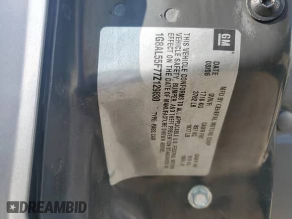 2007 Saturn ION ION 3 с VIN 1G8AL55F77Z129830, выставлен на аукционе Copart как лот 70704904 с пробегом 129 909 миль миль и Списание • Salvage title. История ставок и продаж доступна на DreamBid. Изображение 12.