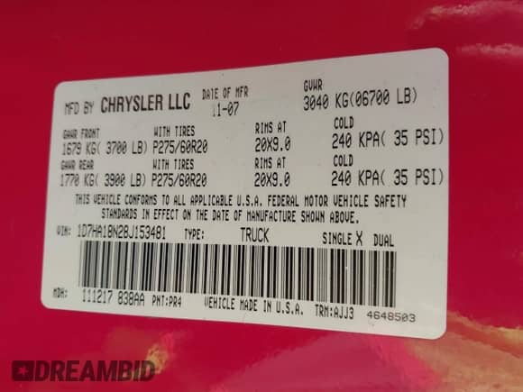 2008 Dodge 1500 SLT with VIN 1D7HA18N28J153481, listed as a IAAI auction lot 43451607 with 102,392 mi miles and . Bid and sale history available at DreamBid. Image 9.