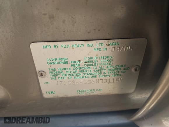 2006 Subaru Forester X с VIN JF1SG65636H731154, выставлен на аукционе IAAI как лот 43435726 с пробегом 184 630 миль миль и . История ставок и продаж доступна на DreamBid. Изображение 9.