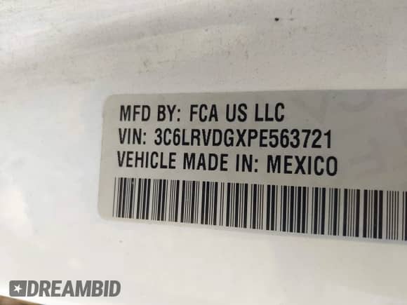 2023 Ram ProMaster Cargo z VIN 3C6LRVDGXPE563721, wystawiony jako IAAI lot #43155985 z przebiegiem 92 555 mil mil oraz . Historia ofert i sprzedaży dostępna na DreamBid. Obrazek 9.