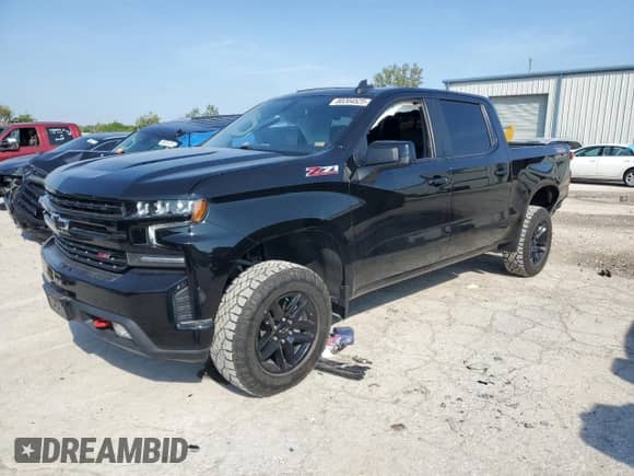 2021 Chevrolet Silverado 1500 LT Trail Boss with VIN 3GCPYFEL7MG218869, listed as a Copart auction lot 80204525 with 38,569 mi miles and Salvage title. Bid and sale history available at DreamBid. Image 1.