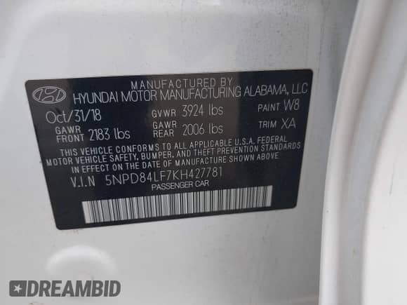 2019 Hyundai Elantra SEL z VIN 5NPD84LF7KH427781, wystawiony jako IAAI lot #43093092 z przebiegiem 90 580 mil mil oraz . Historia ofert i sprzedaży dostępna na DreamBid. Obrazek 9.