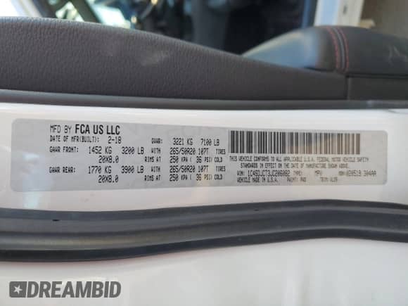 2018 Dodge Durango R/T with VIN 1C4SDJCT3JC206082, listed as a Copart auction lot 81727064 with 111,168 mi miles and Salvage title. Bid and sale history available at DreamBid. Image 16.
