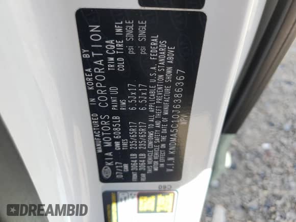 2018 Kia Sedona L with VIN KNDMA5C10J6386367, listed as a Copart auction lot 82442675 with 129,008 mi miles and Clean title. Bid and sale history available at DreamBid. Image 13.